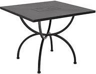 Quadratischer Tisch mit schwarzer Metall-Tischplatte