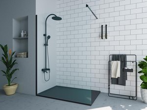 Duschtrennwand Seitenwand italienische Dusche - 140 x 200 cm - Schwarz matt - DAREN