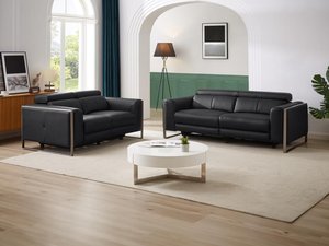 Relaxsofa 3-Sitzer & 2-Sitzer elektrisch - Leder - Schwarz - DAVOLI