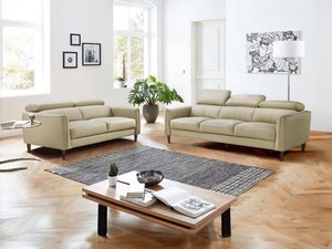 Sofa 3-Sitzer & 2-Sitzer - Leder - Beige - SALVI