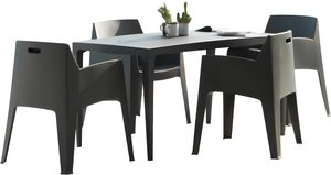 Garten-Essgruppe Polypropylen: Tisch + 4 Stühle - Anthrazit - SOROCA
