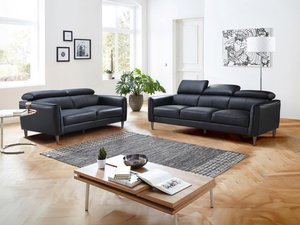 Sofa 3-Sitzer & 2-Sitzer - Leder - Schwarz - SALVI