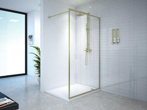 Duschtrennwand Seitenwand italienische Dusche - 120 x 200 cm - Sicherheitsglas - Goldfarben - AMBERI