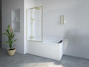 Duschtrennwand Badewanne - Industrial Style - 80 x 140 cm - Sicherheitsglas - Goldfarben - BRADENTON