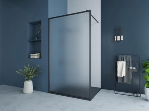 Duschtrennwand Seitenwand italienische Dusche - 120 x 200 cm - Schwarz matt - VIRANA