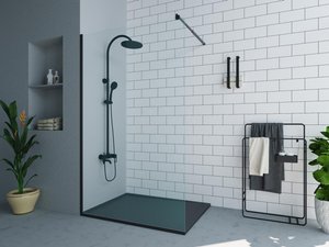 Duschtrennwand Seitenwand italienische Dusche - 120 x 200 cm - Schwarz matt - DAREN