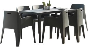 Garten-Essgruppe Polypropylen: Tisch + 6 Stühle - Anthrazit - SOROCA
