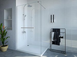 Duschtrennwand Seitenwand italienische Dusche mit Handtuchhalter - 120 x 200 cm - Sicherheitsglas - Chromfarben - KRISTEN