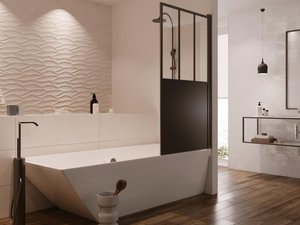Duschtrennwand Badewanne Atelier - 80 x 140 cm - Schwarz matt - URBANIK