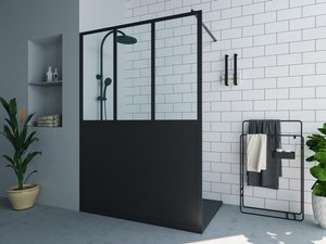 Duschtrennwand/Seitenwand italienische Dusche Style Atelier - 140 x 200 cm - Schwarz matt - URBANIK
