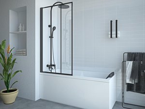 Duschtrennwand Badewanne Atelier - 80 x 140 cm - Schwarz matt - DOLANA