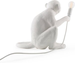 SELETTI Monkey Lamp LED-Dekoleuchte weiß sitzend