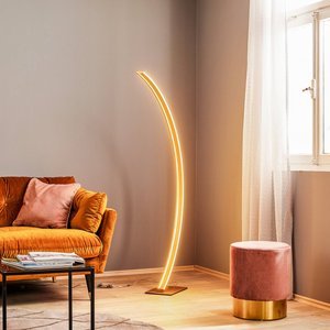 LED-Bogen-Stehlampe Arcus mit goldenem Finish