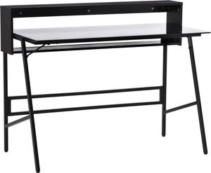 HOMCOM Computertisch  Moderner Schreibtisch mit 2 Ablagen, Gamingtisch mit gehärteter Glasplatte, Stahl, 115x55x90cm  Aosom.de