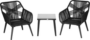 Outsunny Garten-Lounge-Set für 2 Personen 2 Sessel 1 Tisch wetterbeständig, 63 cm x 73 cm x 78 cm, Schwarz + Dunkelgrau