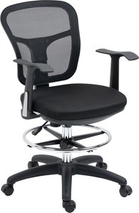 Vinsetto Bürostuhl, Ergonomischer Zeichenstuhl, 95-115 cm Computerstuhl mit Armlehne, Schreibtischstuhl mit Fußstütze, Mesh, Schwarz