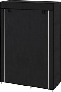 HOMCOM Kleiderschrank Stoffschrank mit Kleiderstange, 6 Fächern, Faltbare Garderobe in Vlies-Optik, Faltschrank, Schwarz, 103 x 43 x 162,5 cm