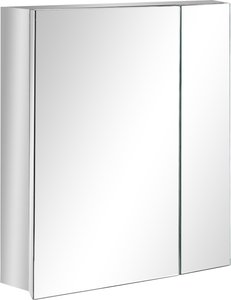 kleankin Spiegelschrank  Badspiegelschrank mit 3 Innenböden, Doppeltür Hängeschrank, Wandschrank für Badezimmer, Silber, 54x13x60cm  Aosom.de