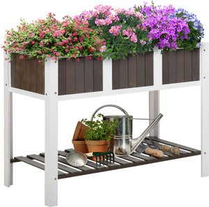 Outsunny Pflanztisch  Gartenarbeitstisch aus Holz mit Regal, ideal für Gemüse & Blumen, Tannenholz, 119x57x89cm  Aosom.de