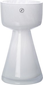 Vase / Kerzenhalter glas weiß 20 cm H