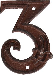 Hausnummer Zahl 3 Drei Antik-Stil Gusseisen H12cm