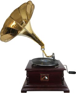 Grammophon Antik-Stil 4-Eckig Nostalgie Schellackplatten Trichter Grammofon