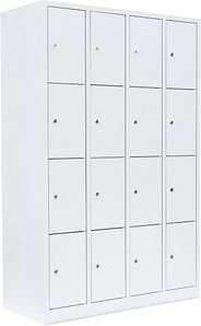 LÜLLMANN Schließfachschrank signalweiß 520447, 16 Schließfächer 117,0 x 50,0 x 180,0 cm