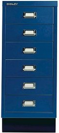 BISLEY MultiDrawer™ L296S Schubladenschrank oxfordblau 6 Schubladen 27,8 x 38,0 x 67,0 cm