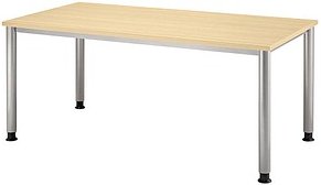 HAMMERBACHER Orbis höhenverstellbarer Schreibtisch ahorn rechteckig, 4-Fuß-Gestell silber 160,0 x 80,0 cm