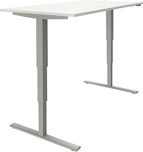 fm Sidney elektrisch höhenverstellbarer Schreibtisch weiß rechteckig, T-Fuß-Gestell silber 160,0 x 80,0 cm