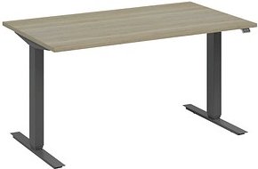 fm Move elektrisch höhenverstellbarer Schreibtisch eiche, anthrazit metallic rechteckig, T-Fuß-Gestell grau 160,0 x 80,0 cm
