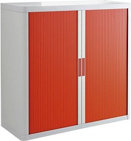 PAPERFLOW easyOffice Rollladenschrank weiß, rot ohne Fachböden 110,0 x 41,5 x 104,0 cm