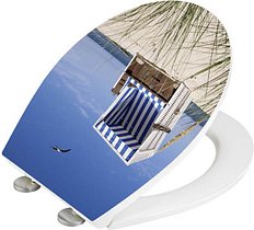WENKO WC-Sitz mit Absenkautomatik Strandkorb blau