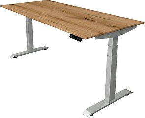 Kerkmann Move 4 elektrisch höhenverstellbarer Schreibtisch eiche rechteckig, T-Fuß-Gestell silber 180,0 x 80,0 cm