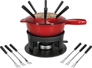 NOUVEL Fondue-Set 'two in one', rot schwarz, 16tlg. Gusse
