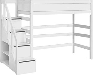 LifeTime Hochbett mit Treppe Weiß