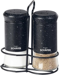 SCHÄFER Salz-/Pfeffer-Menage Marble Black schwarz Edelstahl