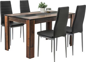 Tischgruppe Helene Old Wood Nachbildung schwarz B/H/T: ca. 140x76x80 cm
