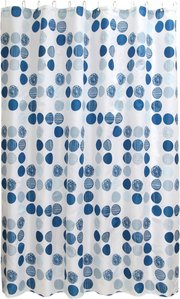 Duschvorhang weiß blau Polyester-Mischgewebe B/L: ca. 180x200 cm