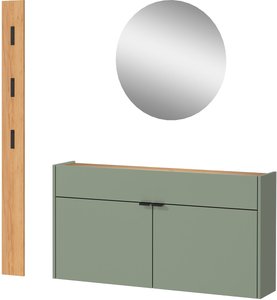 GERMANIA Garderoben-Set "Ameca", (Set, 3 St.), mit Mehrzweckschrank, Spiegel und Garderobenpaneel, geringe Tiefe