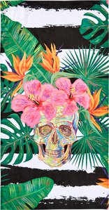 done. Strandtuch "Summer Skull", (1 St.), gestreift & Motiv, mit Reisverschluss-Tasche für Wertgegenstände