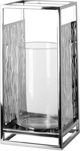 Fink Windlicht "Kerzenhalter NICOSA", (1 St.), aus Edelstahl und Glas, mit ausgestanzten Cut-Outs
