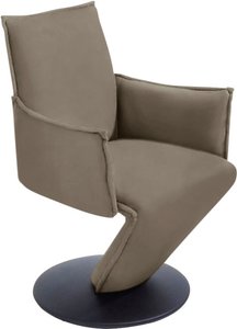 K+W Komfort & Wohnen Drehstuhl "Drive", Leder CLOUD, Sessel mit federnder Sitzschale, Drehteller in Metall schwarz Struktur