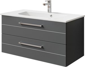 Saphir Waschtisch "Serie 6025 Mineralmarmor-Waschtisch mit Unterschrank, 97 cm breit", Waschplatz mit 2 Schubladen, hängend, verschiedene Ausführungen