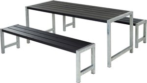 PLUS Garten-Essgruppe "Plankengarnituren", (3 tlg.), bestehend aus: Tisch und 2 Bänke