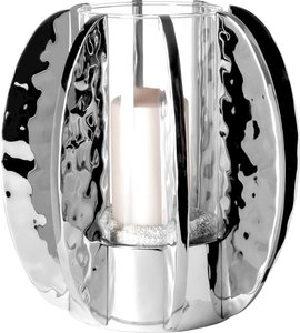 Fink Windlicht "GLAMOUR", (1 St.), Kerzenhalter mit Glas, vernickelt, mit gehämmerter Oberfläche