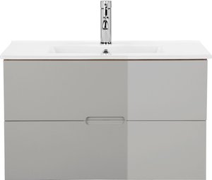 andas Waschtisch "Lund Badezimmerschrank Unterschrank mit Becken", Waschplatz mit Waschbecken und 2 Auszügen Breite 80 cm