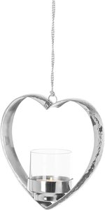 Fink Teelichthalter "DOREA", (1 St.), Herzform inkl. Glas, zum Aufhängen, Edelstahl