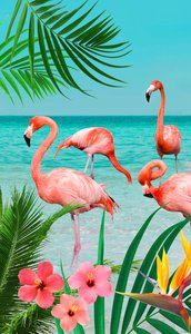 good morning Strandtuch "Flamingo", (1 St.), mit Flamingos