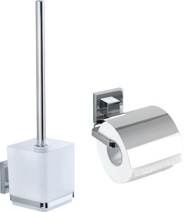 WENKO Badaccessoire-Set "Vacuum-Loc Quadro", (Set, 2 tlg.), WC-Garnitur,Toilettenpapierhalter